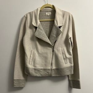 Lou & Grey  Sweatshirt Moto Zip Jacket - grey and cream- Size M